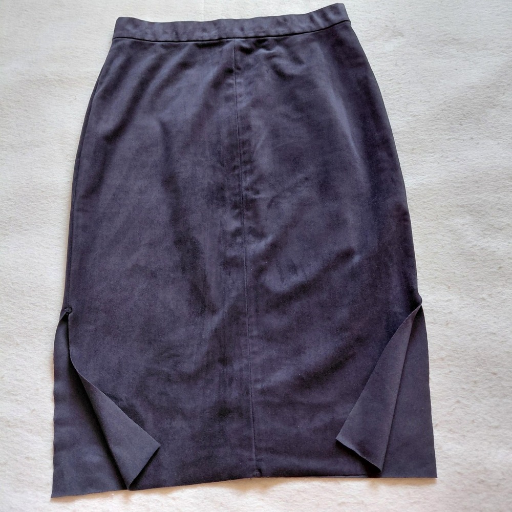 Wilfred Free Navy Pencil Skirt 4 Faux Suede Side Slit Workwear Casual Blue